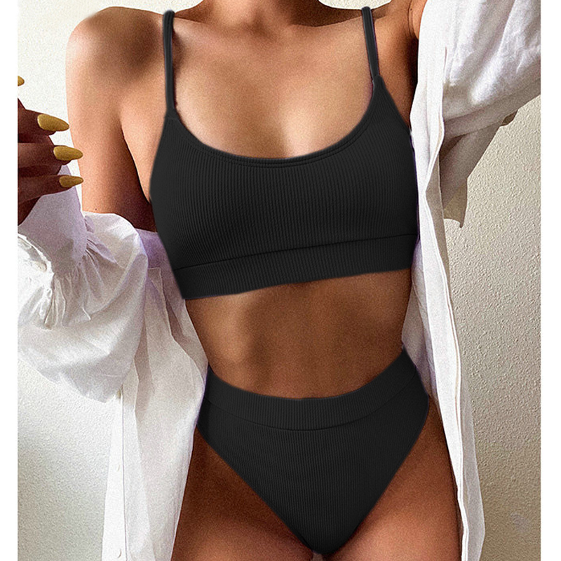 Tie Dye Two Piece - Shoulder swimsuit women's sexy striped swimsuit