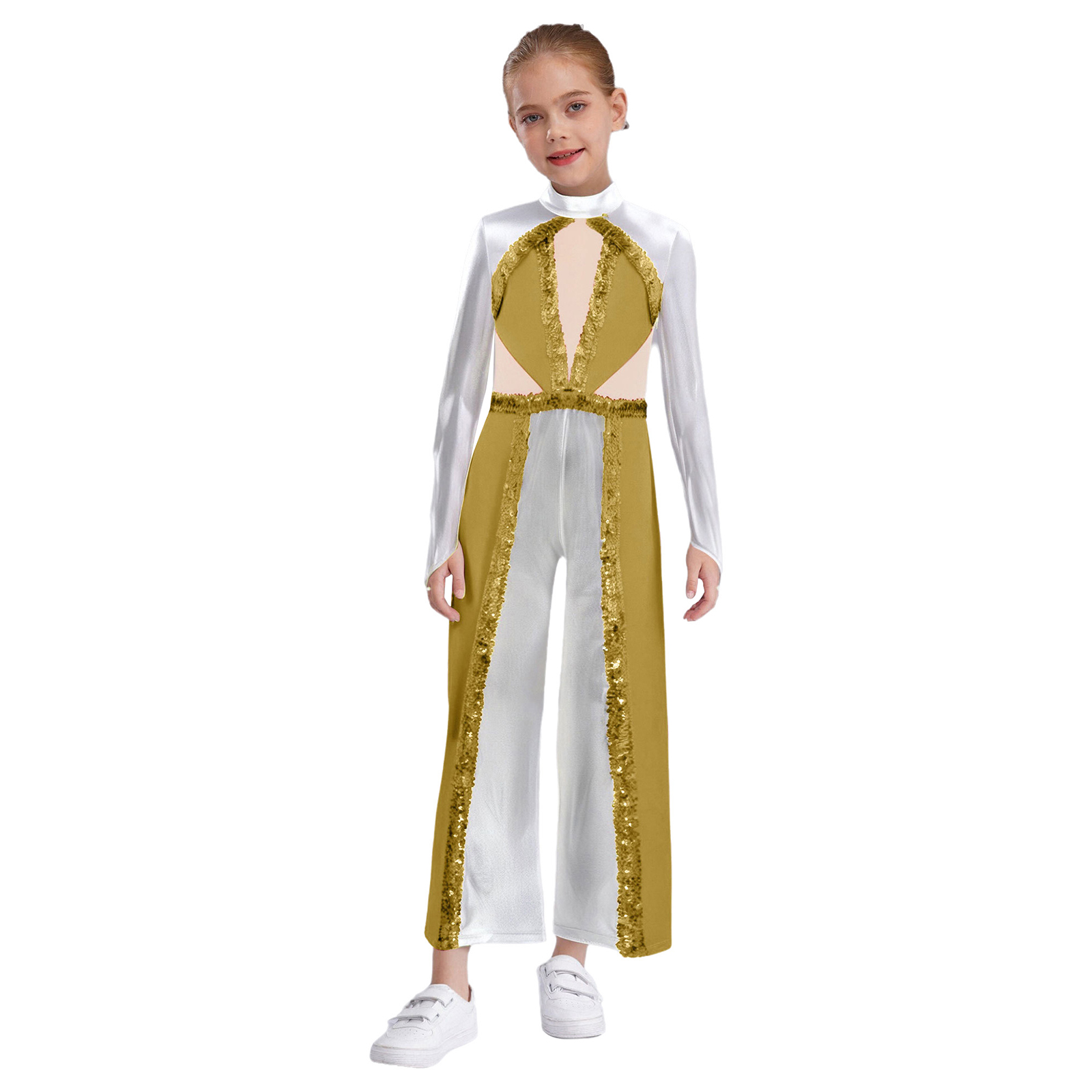 Turtleneck Bodysuit - Kids Girls Liturgical Praise Dance Jumpsuit