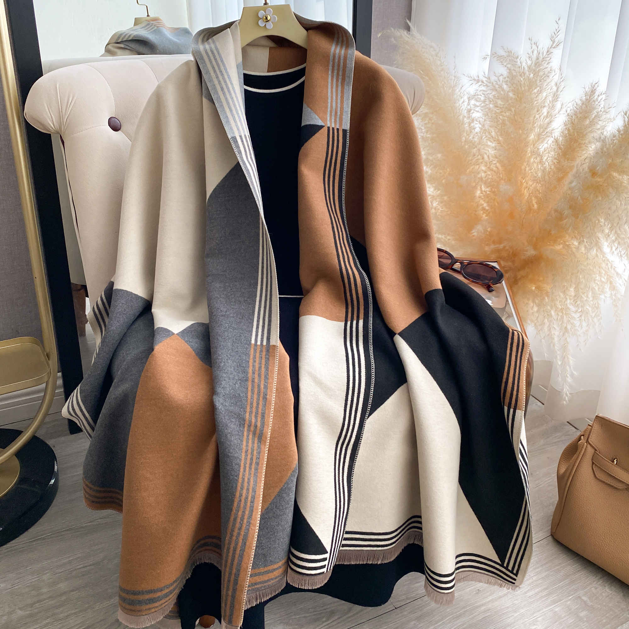 Women'S Fashion Poncho - 2025 Luxury Winter Cashmere Scarf Women
