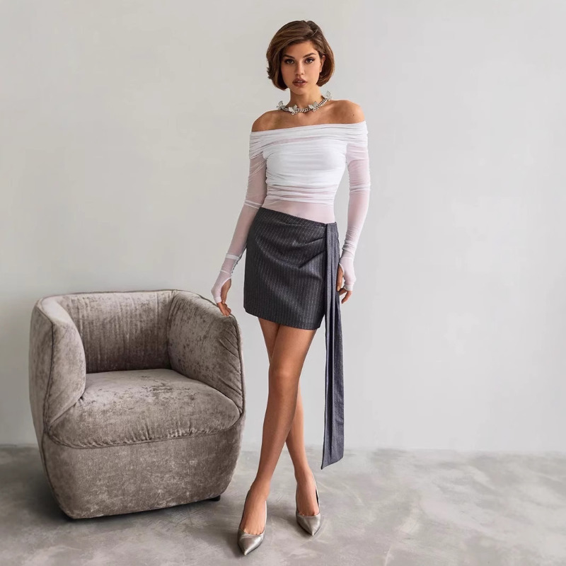 Women  Mesh Off Shoulder Top S - Women Top Fashion recensie en prijs