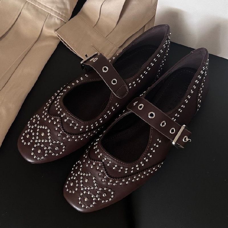 Retro Rivet Buckle Design Flat - Women Fashion Heels recensie en prijs