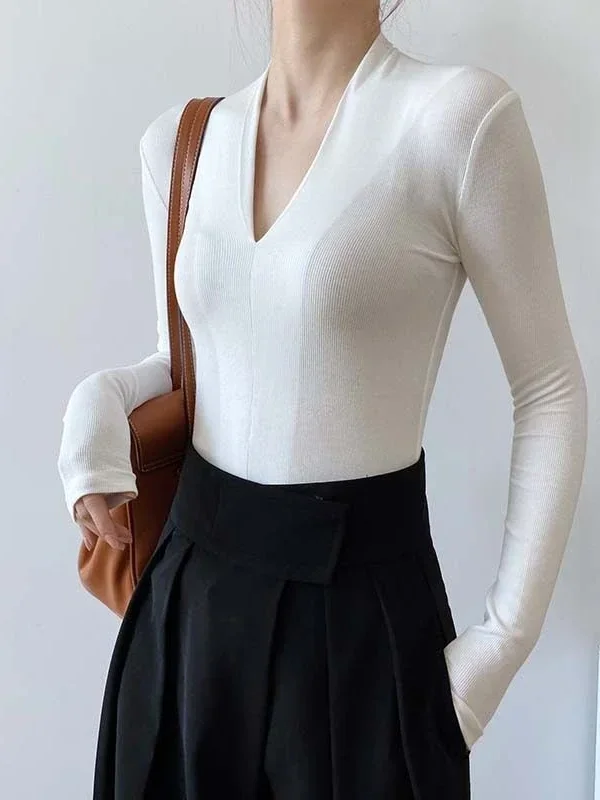 V-neck Slim Shirts Long Sleeve - Women Top Fashion recensie en prijs