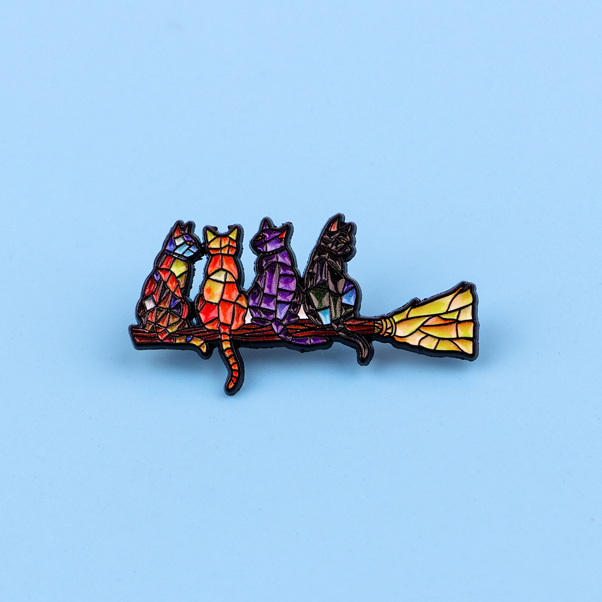Colorful Cat Enamel Pin Witch  - Women Fashion Hats recensie en prijs