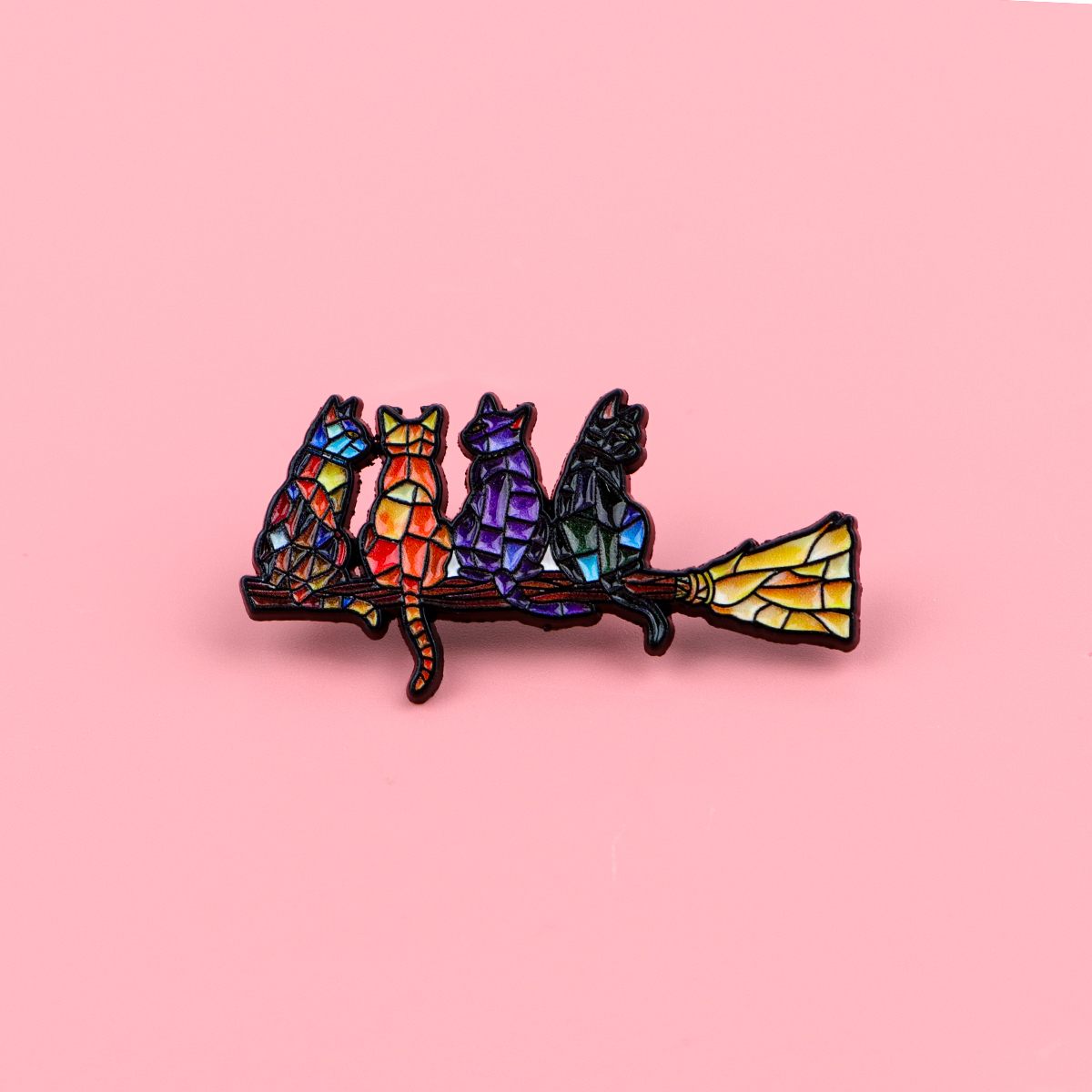Colorful Cat Enamel Pin Witch  - Women Fashion Hats recensie en prijs