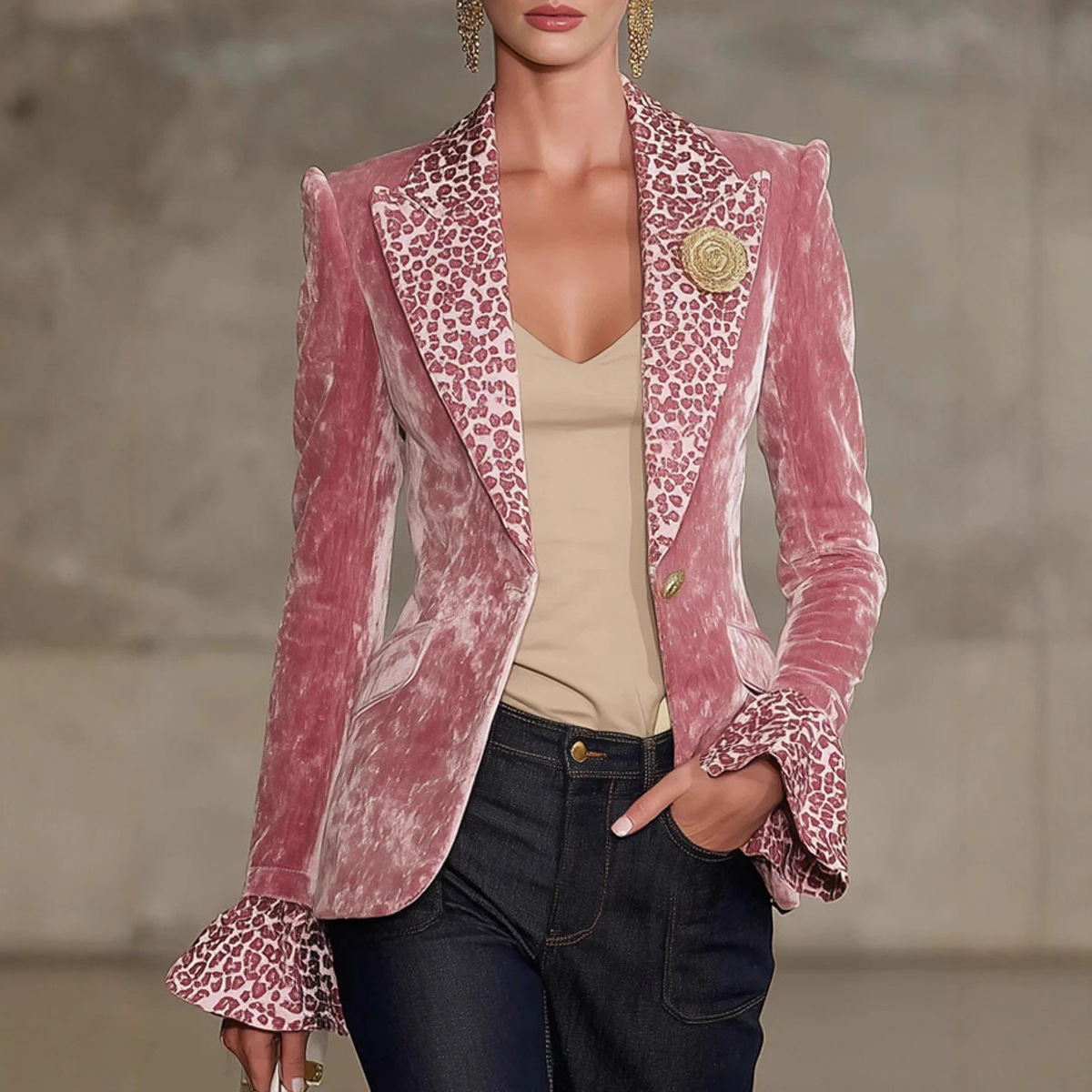 Women Velvet Blazer Leopard Pr - Velvet Blazer Women recensie en prijs