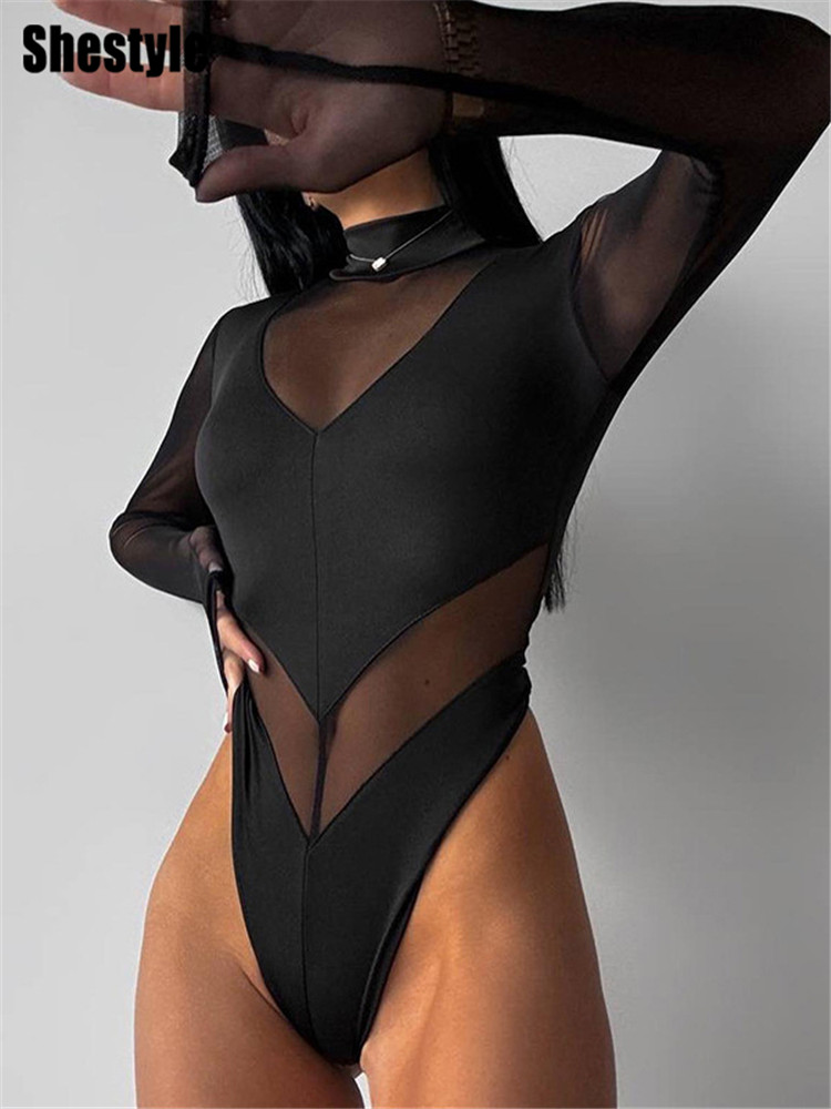 Shestyle Black Patchwork Women - Turtleneck Bodysuit recensie en prijs