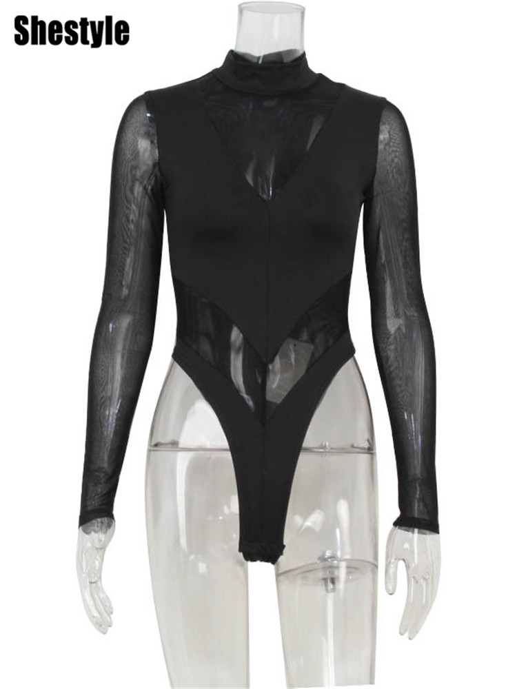 Shestyle Black Patchwork Women - Turtleneck Bodysuit recensie en prijs