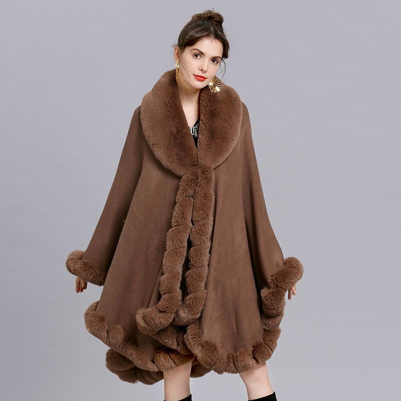 Oversize Winter Big Faux Rabbi - Women'S Fashion Poncho recensie en prijs