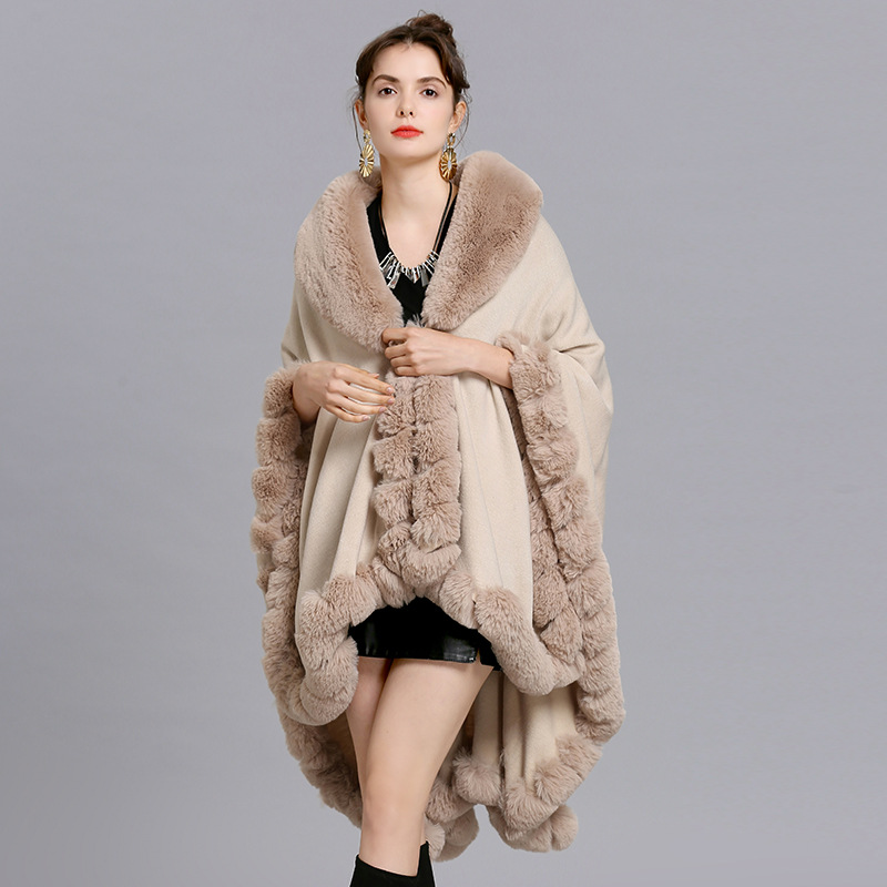 Oversize Winter Big Faux Rabbi - Women'S Fashion Poncho recensie en prijs