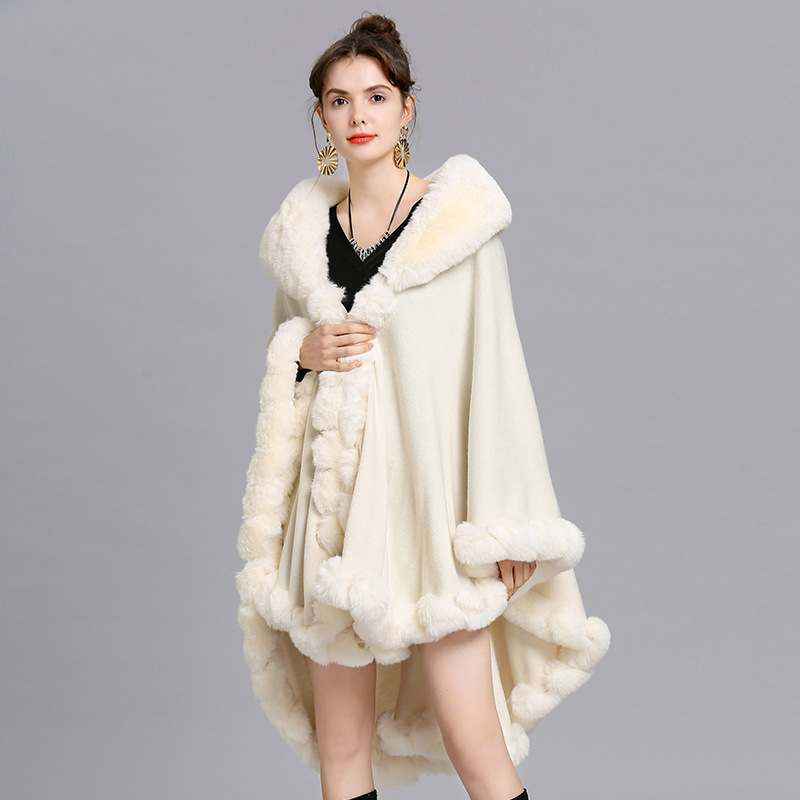 Oversize Winter Big Faux Rabbi - Women'S Fashion Poncho recensie en prijs