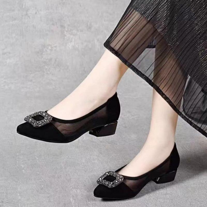 Elegant Pointed Toe Mesh Block - Women Fashion Heels recensie en prijs