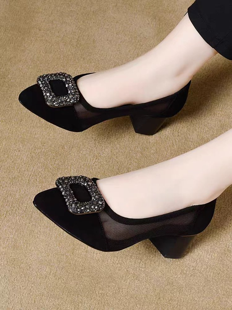 Elegant Pointed Toe Mesh Block - Women Fashion Heels recensie en prijs