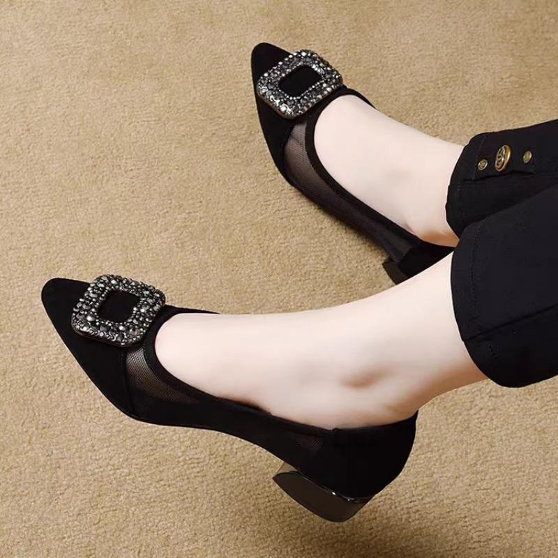 Elegant Pointed Toe Mesh Block - Women Fashion Heels recensie en prijs