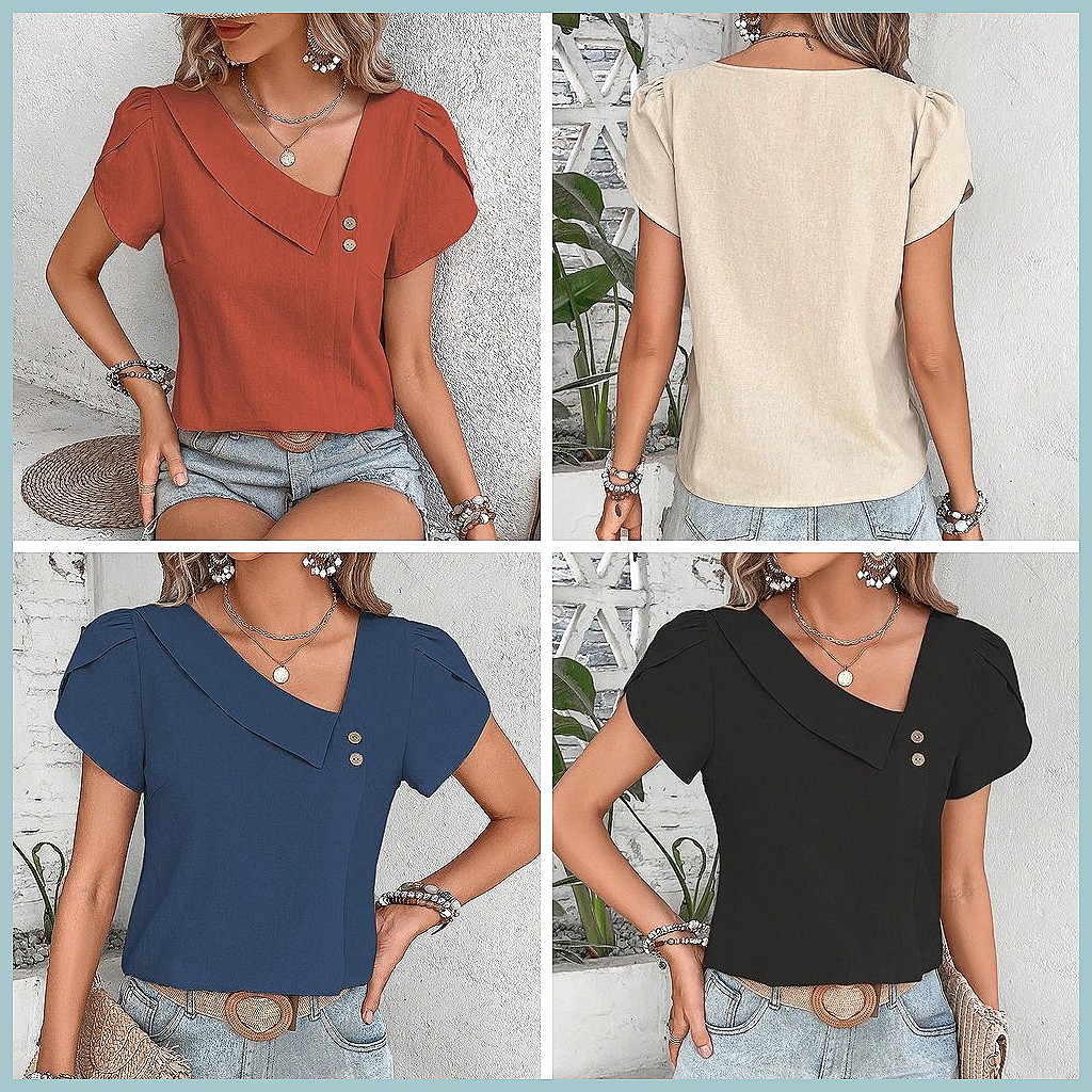 2024 Summer Vintage Solid Colo - Women Top Fashion recensie en prijs